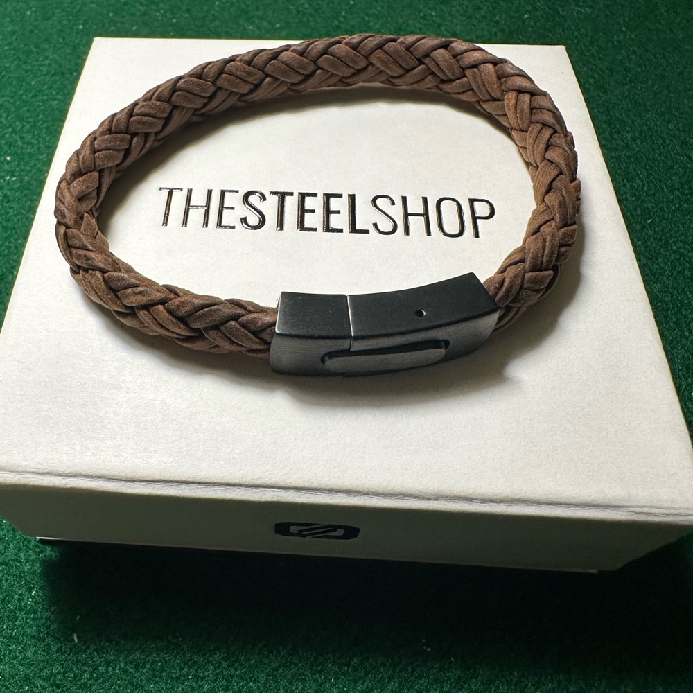 Steel Shop 9mm Woven Leather Bracelet (Never worn)